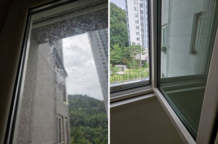 7월 10일 현장, 욕실 바닥 배수구 트랩·방 창틀 레일·베란다 바닥 정리